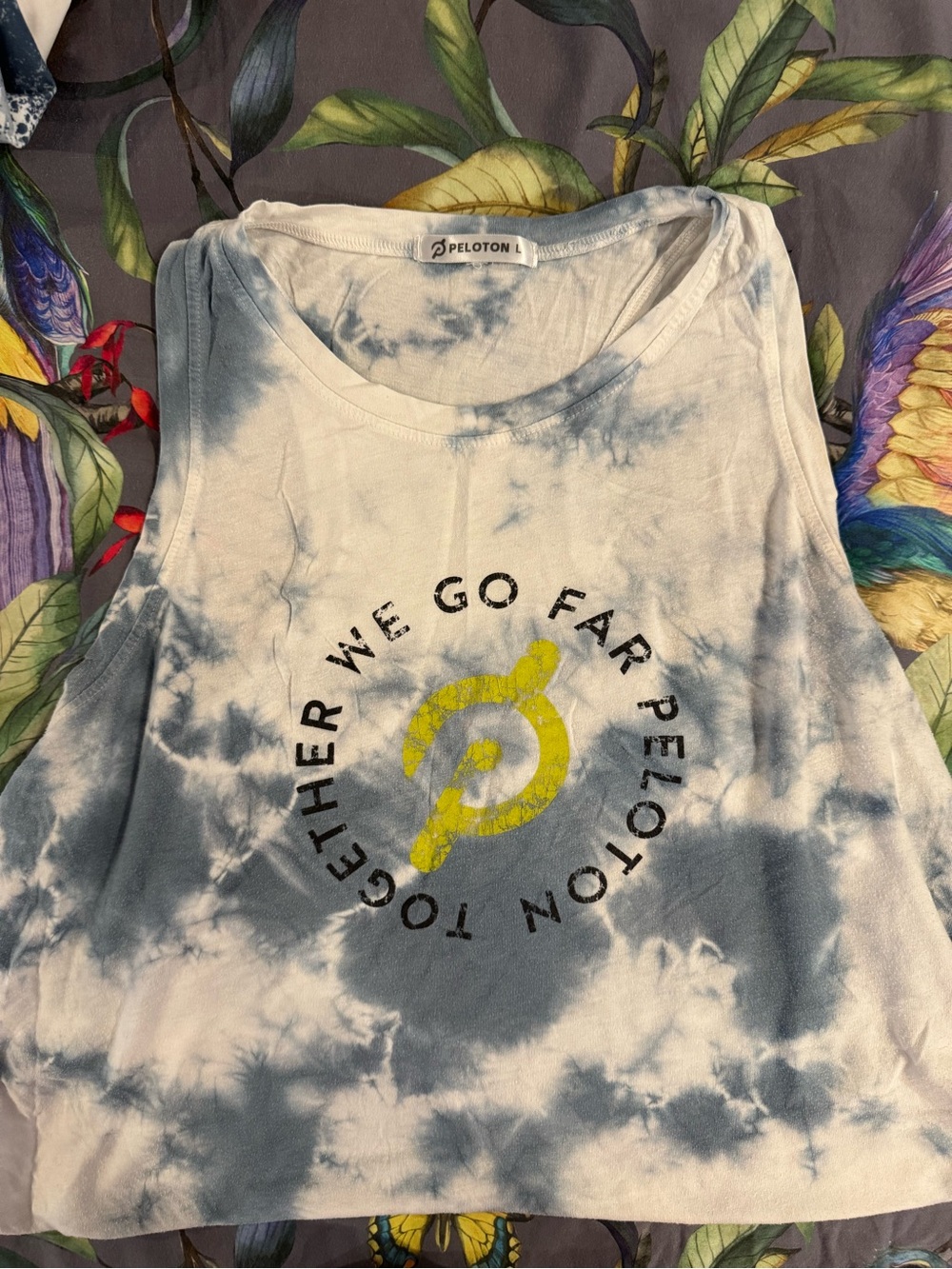 Peloton White & Blue Tie-Dye Crewneck Tank